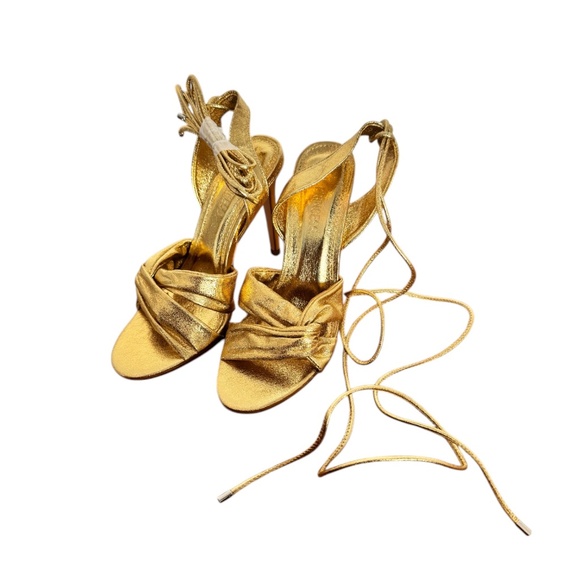 *Unworn* Strappy Metallic Gold Heels (9) - Picture 1 of 5
